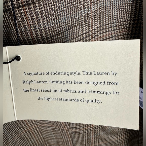 Lauren Ralph Lauren Brown Plaid Sports Coat Blazer Jacket 43 Reg NWT - Picture 2 of 11